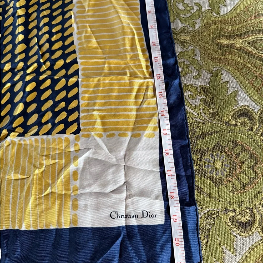 Christian Dior Navy and Yellow Scarf